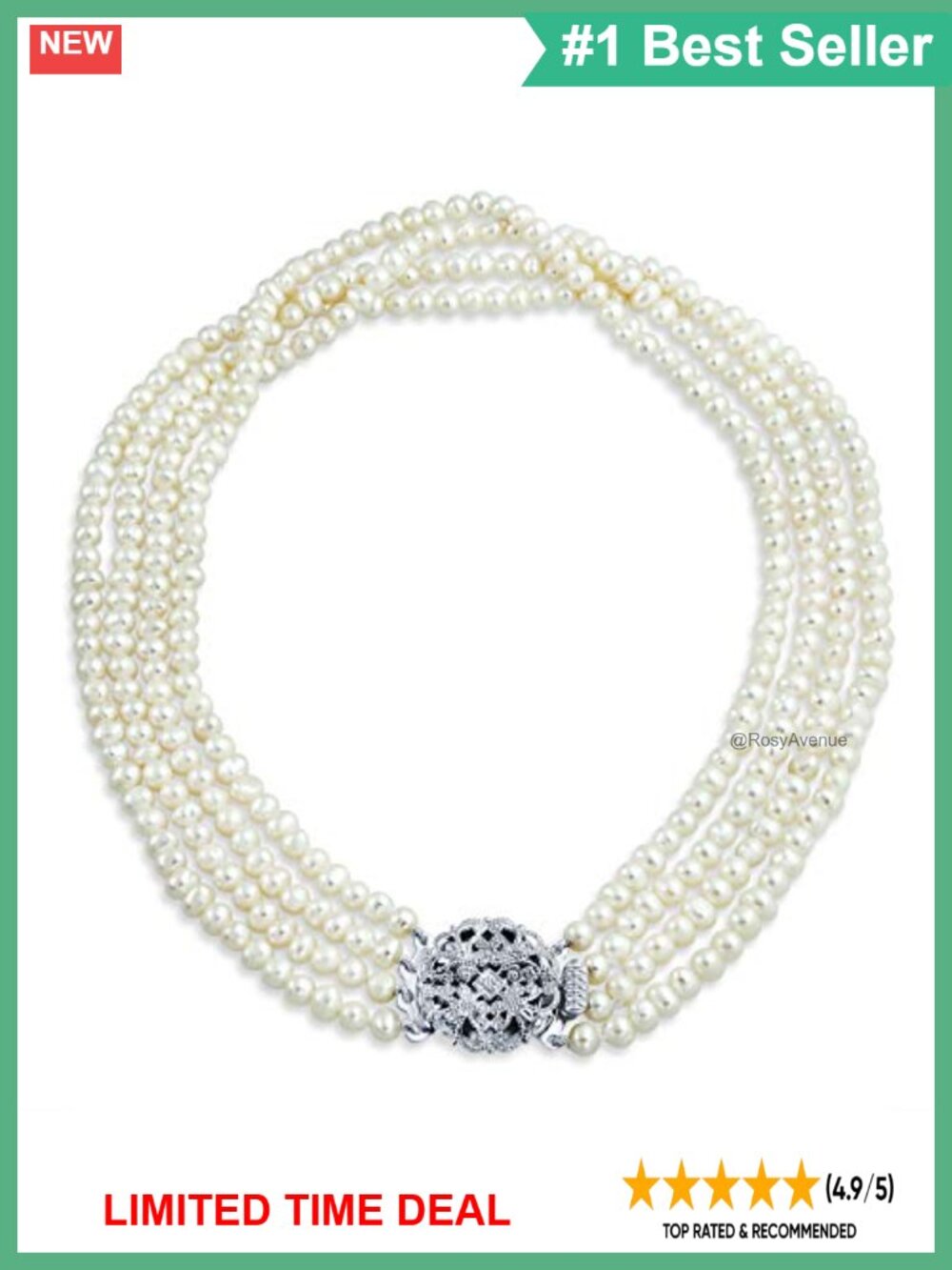 Freshwater Pearl Multi Strand Necklace Art Deco Bridal
